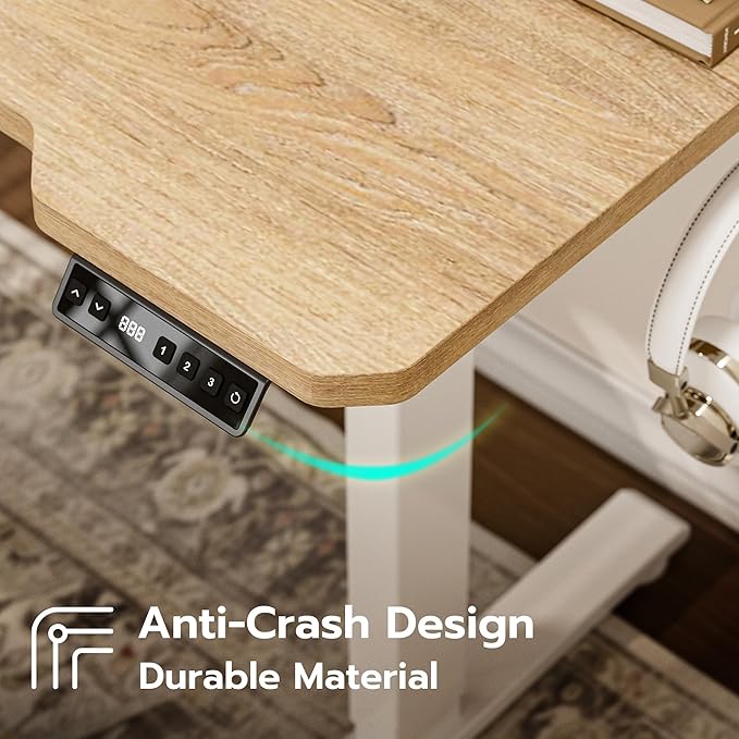 51" Reversiable L-Shaped Electric Standing Desk Adjustable Height Gaming Stand Up Corner Desk Sit Stand Home Office Computer Desk with Splice Board,Black Carbon Top