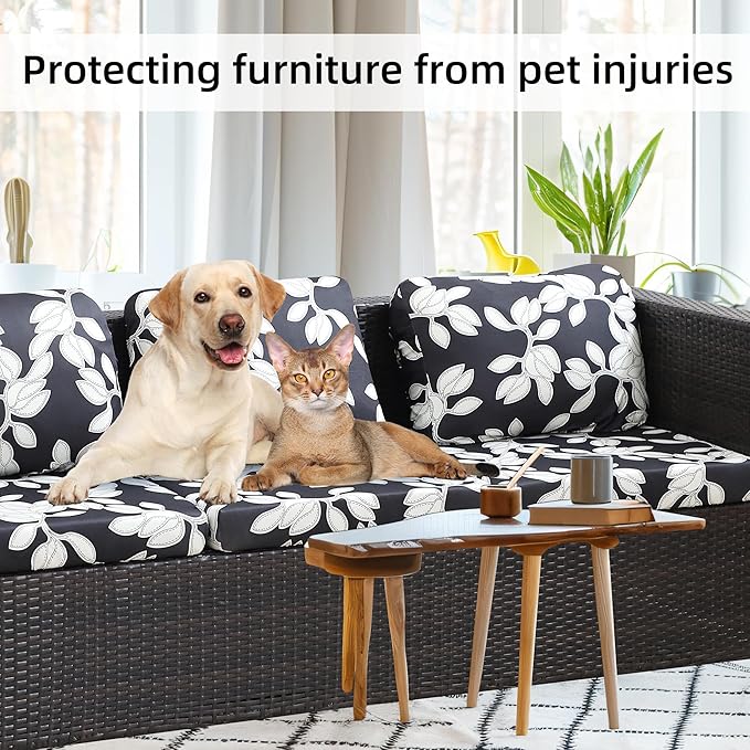 8Pcs Stretch Patio Cushion Covers,Outdoor Couch Cover Replacement,Outdoor Couch & Sofa Slipcovers,for Patio Furniture Cushion Cover,Washable Reusable Furniture Protector (Print,Cover Only)