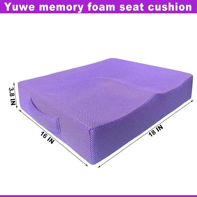 Yuwe Extra Large Seat Cushion - Memory Foam Seat Cushion, Office Chair Cushion, Ergonomic Chair, Car Seat Cushion Sciatica & Tailbone Pain Relief Cushion