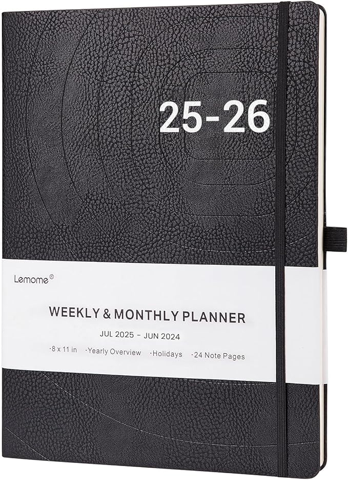 2025-2026 Planner - Weekly & Monthly Planner 2025-2026 with Pen Loop, to Achieve Your Goals & Improve Productivity, July 2025 - June 2026, Thick Paper, Inner Pocket, 8.5" x 11" - Black