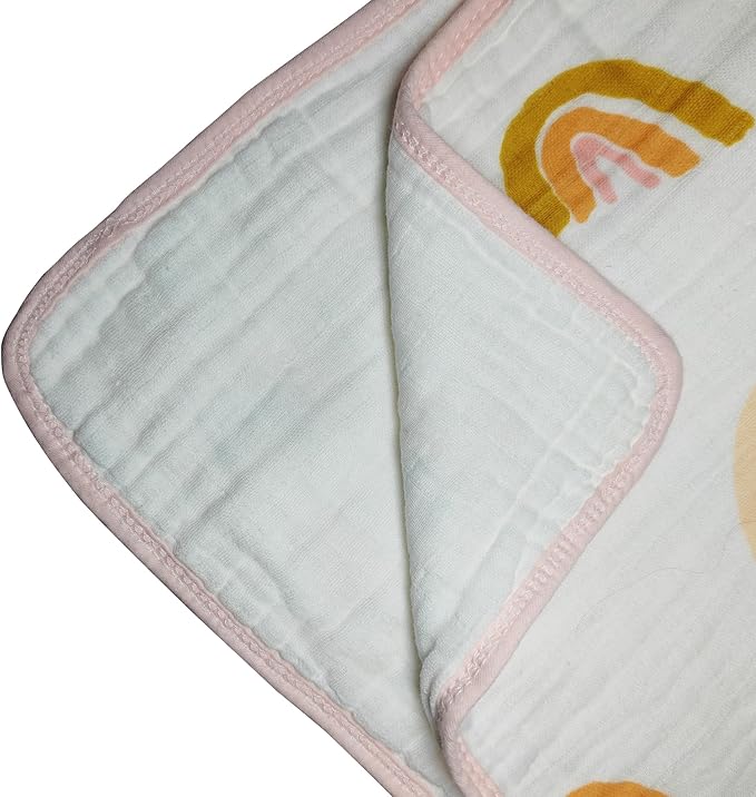 ZPECC Muslin Baby Blanket Thicker, 30x40 Organic Cotton Newborn Receiving Quilt Hypoallergenic for Baby Essentials Swaddle Crib Stroller, Rainbow