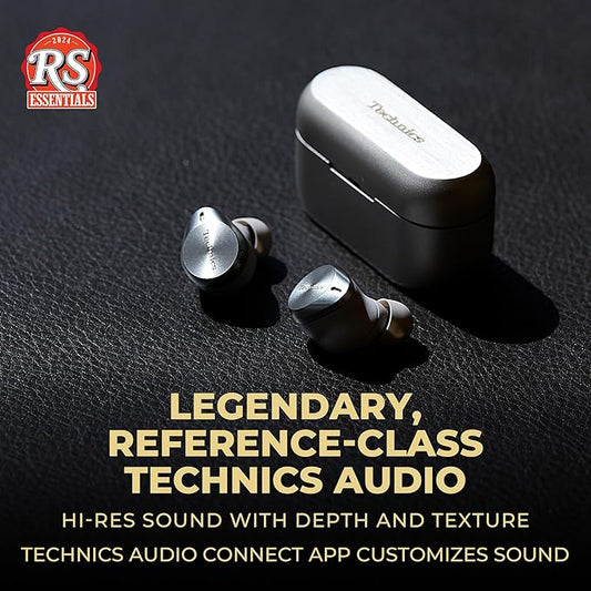 Technics Premium Hi-Fi True Wireless Bluetooth Earbuds with Advanced Noise Cancelling, 3 Device Multipoint Connectivity, Wireless Charging, Hi-Res Audio + Enhanced Calling - EAH-AZ80-S (Silver)