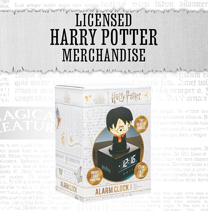 Paladone Harry Potter Digital Alarm Clock, Press Harry Potter for a Lamp or Night Light, Bedside Table Room Decor, Officially Licensed Merchandise