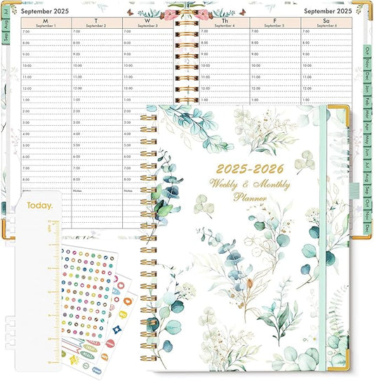 2025-2026 Appointment Book, Academic Planner 18 Months Weekly and Monthly (July 2025 - December 2026), 8.5"x11" Daily Hourly Planner 60-Minute time Slots, Spiral Calendar Schedule Book for Work School Teacher Student, Aesthetic Leaf