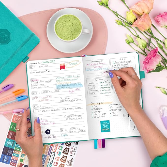 GoGirl Planner and Organizer for Women – A5 Size Weekly Planner, Goals Journal & Agenda to Improve Time Management, Productivity & Live Happier. Undated – Start Anytime, Lasts 1 Year – Turquoise