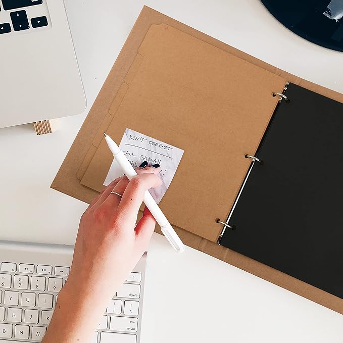 Natural Recycled Kraft Binder 3-Holds Round Ring Binder 2 Pack, Durable Binding Hard Cover Protector for Journal, Notebook, Inserted Sheets & Refill Paper, Holds 200 Sheets Capacity (A4 Size)