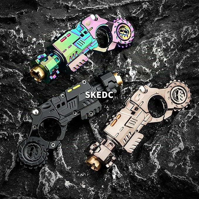SKEDC Fidget Toys Adults, Alloy Fidget Slider Fidget Clicker Fidget Spinner, EDC Laucher Toy ADHD Tools Executive Desk Toy for Keep Focus & Relief Stress, Cool Gadgets for Men (2nd Gen Brown)