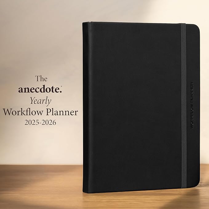 Anecdote 2026 Planner: 52 Week Daily Planner, Yearly, Monthly & Weekly Workflow for Planning Your Success – Vegan Leather Hardcover, Start Anytime & Achieve your Goals - Black