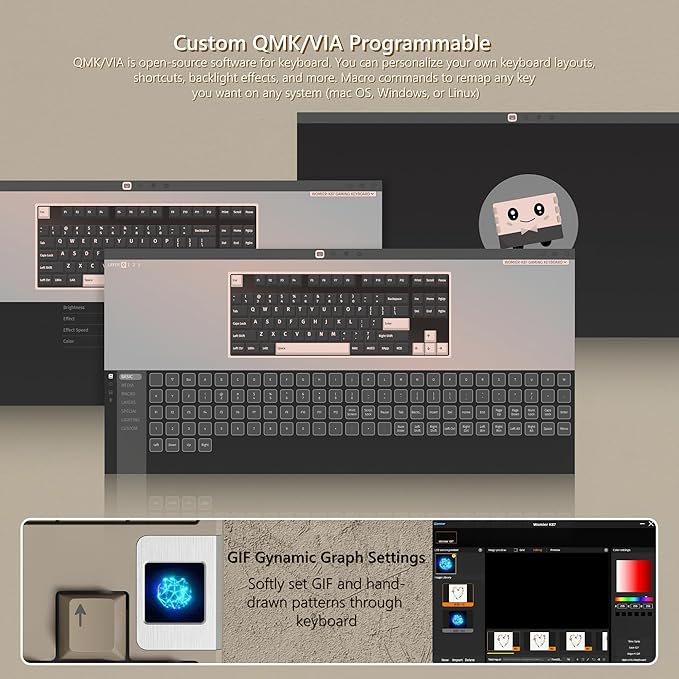 QK87 75% Keyboard with Multimedia Screen, QMK/VIA Wireless Gaming Keyboard, Creamy Mechanical Key Board,3-Mode RGB Custom Gasket Hot Swappable for Windows&Mac, POM Linear Switch (Green Brown)