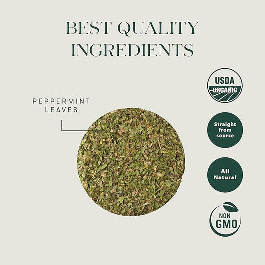 Luxmi Estates Purely Peppermint 50 Tea Bags (100g) Pack | USDA Certified Organic Herbal Tea | Mint Tea Best for Night Time | 50 Cups Bulk Pack