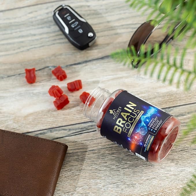 Brain Supplements for Memory and Focus with Phosphatidylserine, Nootropic Memory Supplement Gummy for Brain Health, Concentration, Mental & Cognitive Support, Focus Vitamins with B6 & B12-60 Gummies