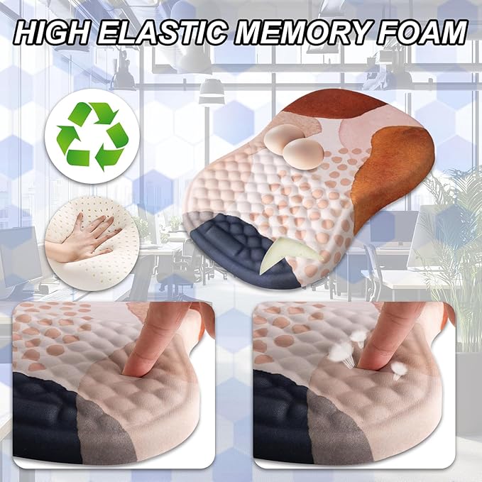 Ergonomic Mouse Pad Wrist Support and Keyboard Wrist Rest, Computer Carpal Tunnel Mouse Pads for Desk with Coaster Set, Memory Foam Mousepad with Non-Slip PU Base for Home Office (Forest Green)