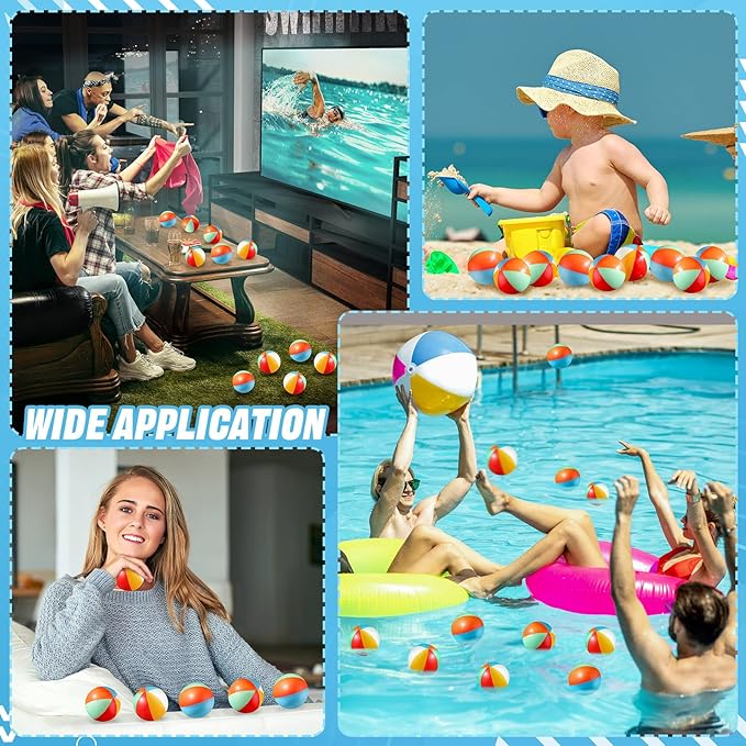 Hungdao 50 Pcs Beach Stress Balls 2.5 Inch Mini Beach Ball Stress Ball Relief Stress Ball Swimming Pool Game Toy Foam Sports Ball with Storage Bag for School Carnival Reward Birthday Party (Rainbow)
