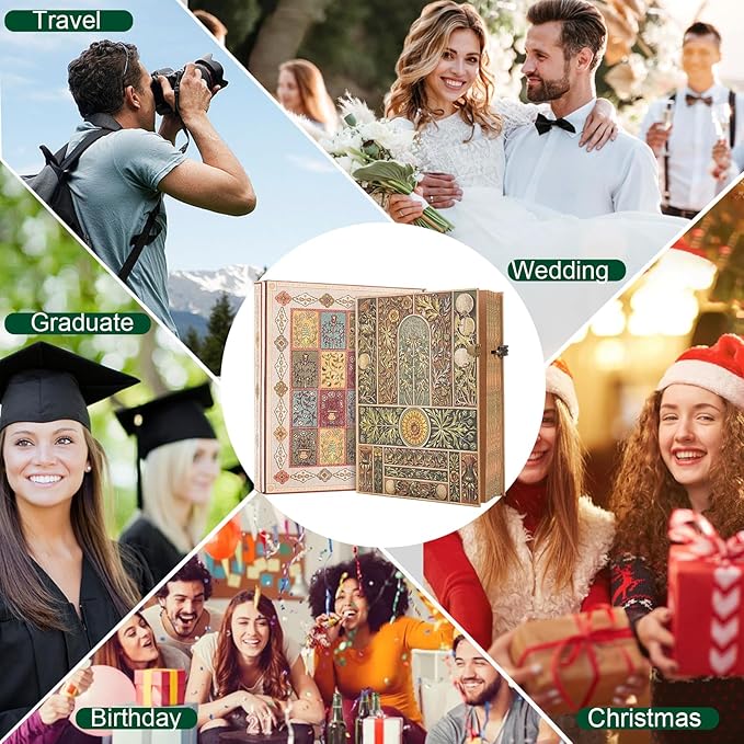 Retro 3D Plant Sound Cover Hardcover Journal,with dual specification line pattern inner pages and envelope storage bag,can be used as a travel notebook,Diary notes,and wedding anniversary.