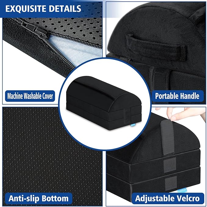 KAYFIA Foot Rest for Under Desk at Work XXL(20in) with 3 Adjustable Heights,Foot Stool with Supportive Gel Foam, Warmer Feet Pocket Footrest for Office Gaming Chair, for Leg Support -Black