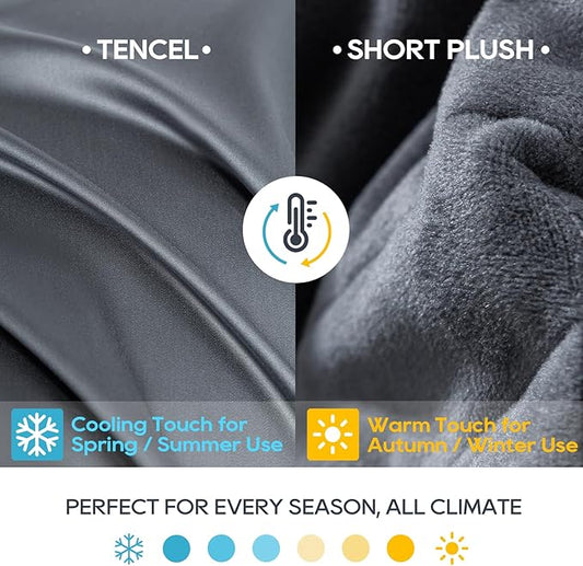 King Size Weighted Blanket 35lb(88''x104'', Dual-Sided), Cozy Warm Velvet & Cooling Tencel Fabric Reversible King Weighted Blanket for Adults & Couple All Season Use - Carry Bag Included, Dark Grey