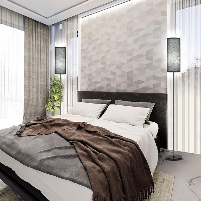 PARTPHONER Floor Lamp for Living Room, Modern Standing Lamps with Lampshade, Minimalist Tall Lamp with Foot Switch for Living Room, Bedroom, Kids Room, Office(Bulb Not Included)