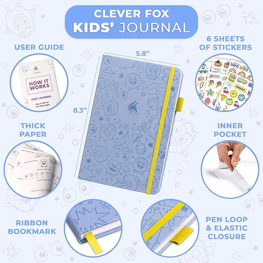 Clever Fox Kids’ Journal – Daily Feelings & Gratitude Notebook for 8+ Children – Child’s Planner & Mood Tracker for Journaling & Writing (Periwinkle)