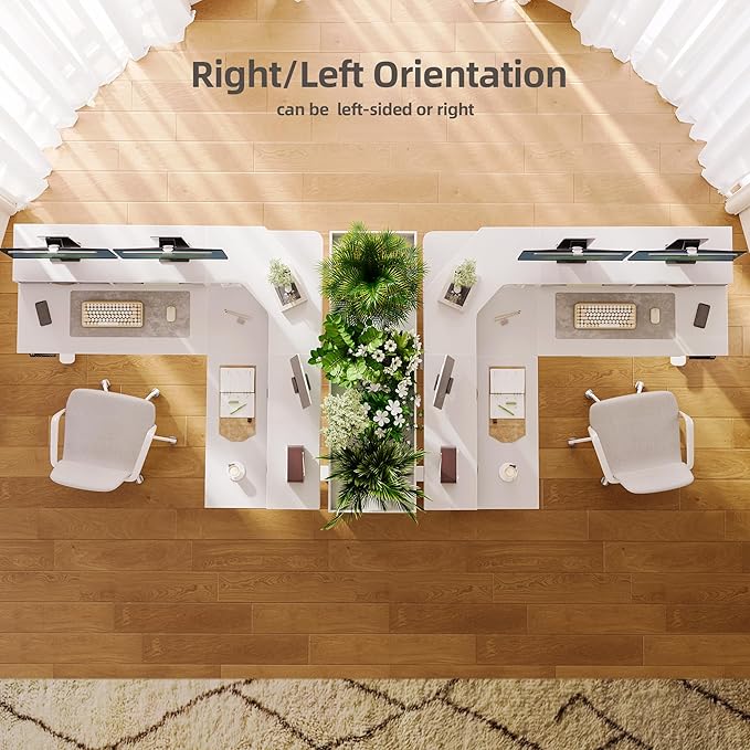 YDN Dual Motor 63" L Shaped Standing Desk with Drawers, Electric Height Adjustable Standing Desk with Monitor Stand & Splice Board, White Frame/White Top