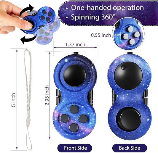 Skylety 2 Pcs Fidget Toys for Adults Fidget Pad Christmas Basket Stuffers Stress Relief Cube Clicker Controller Sensory Educational Toy for ADHD Autism Spinner(Starry Purple and Starry Blue Style)