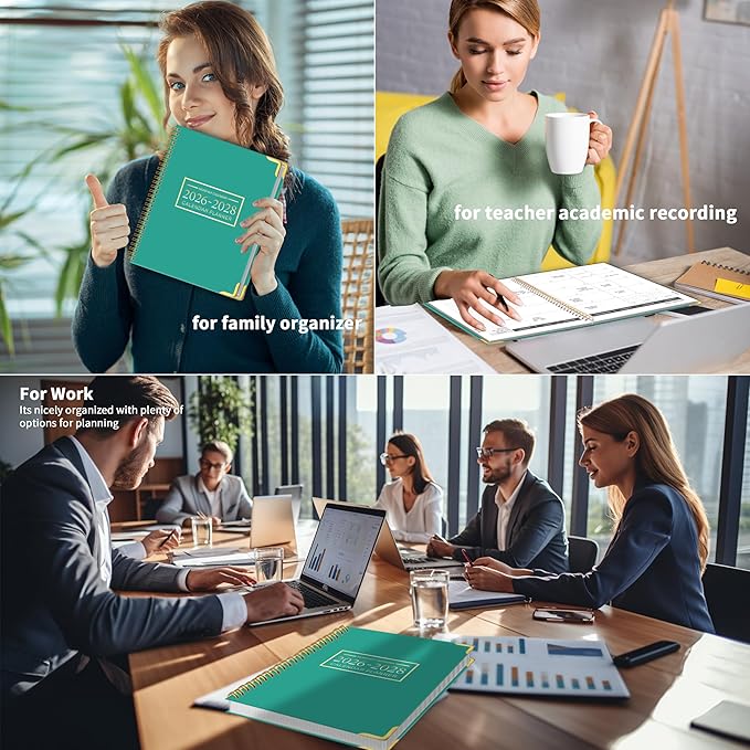 Monthly Planner 2026-2028 Hardcover with Metal Corner 3 Year Calendar 2026-2027-2028 Monthly Calendar Planner 36 Months from Jan 2026-Dec 2028,Large Size 8.5 x 11 Gradient Black for School, Office, Home Planning