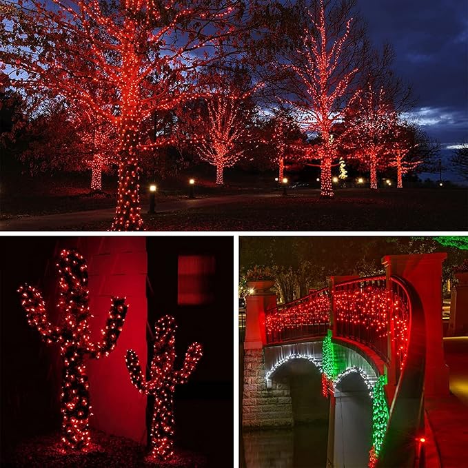 66Ft 200 LED Fairy Lights Plug in, Waterproof String Light Outdoor 8 Modes Christmas Lights Bedroom Decor with Remote, Twinkle Light with Timer for Girl's Room Christmas Decorations (Red)