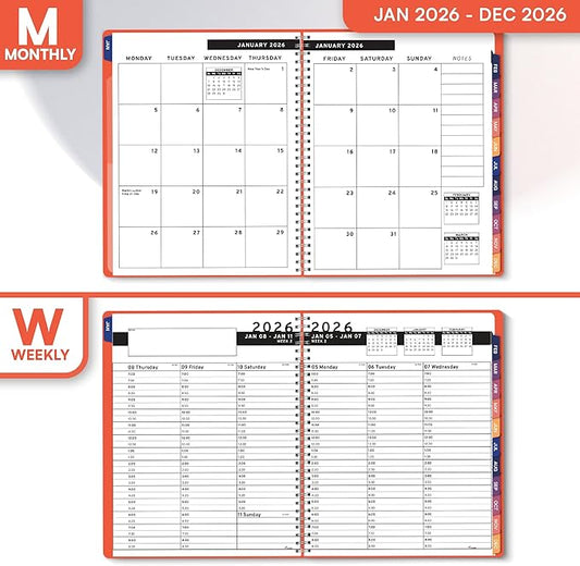 Ensight 2026 Appointment Book & Planner Ensight 6.5 x 8.5 inches Large Tabbed Daily Hourly Weekly Planner Schedule Book 30 Minute time Slots Business & Personal Planner Jan 2026 Dec 2026 Peach