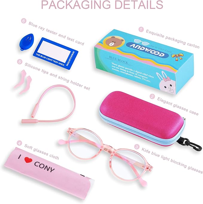 ANDWOOD Blue Light Glasses Kids Girls Boys Computer Gaming Anti Blue Ray Polarized sunglasses Age3-12