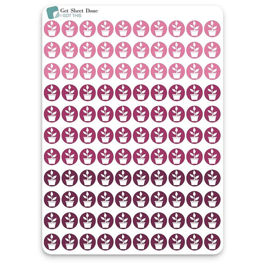 Plant Planner Stickers / 110 Dot Icon Vinyl Stickers (1/3”) / Water Plants Reminder Care Fertilize/Essential Productivity Life Planner Stickers/Bujo Bullet Journaling/ToDo (Berry, 3 Sheets)