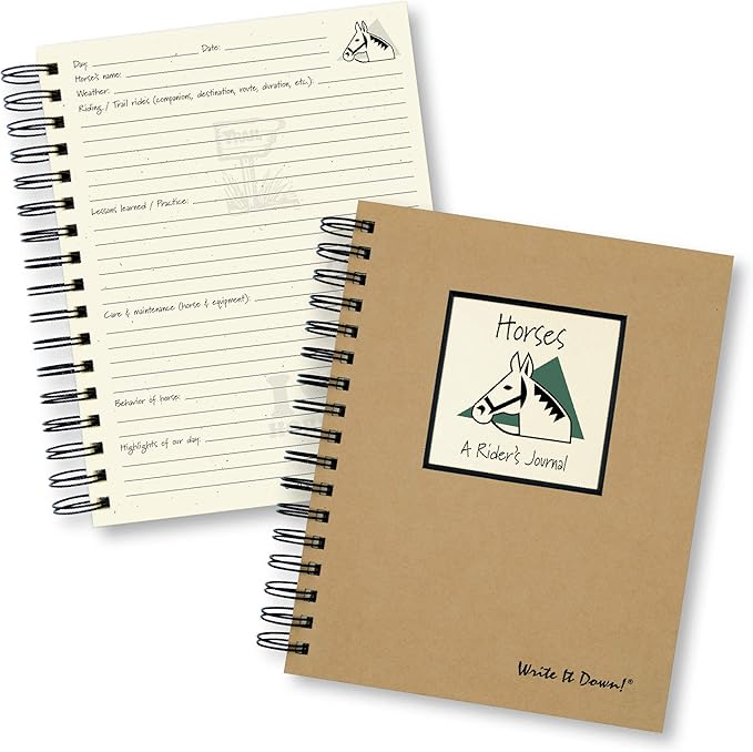 Write it Down series by Journals Unlimited, Guided Journal, Horses, A Rider's Journal, Full-size 7.5"x 9", Kraft Hard Cover, Made in USA