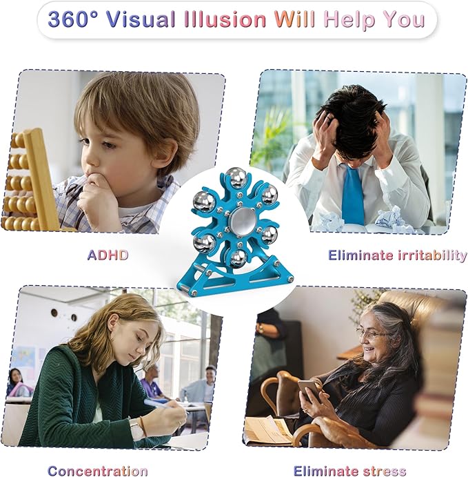 Desk-Fidget-Toys for Ferris-Wheels-Spinner: Metal Kinetic-Spinner 4mins, Cool-Gadgets for Kid Children Teen Adult EDC-Toy, ADHD Tools Cool-Stuff Stress Relief for Office Home School Christmas