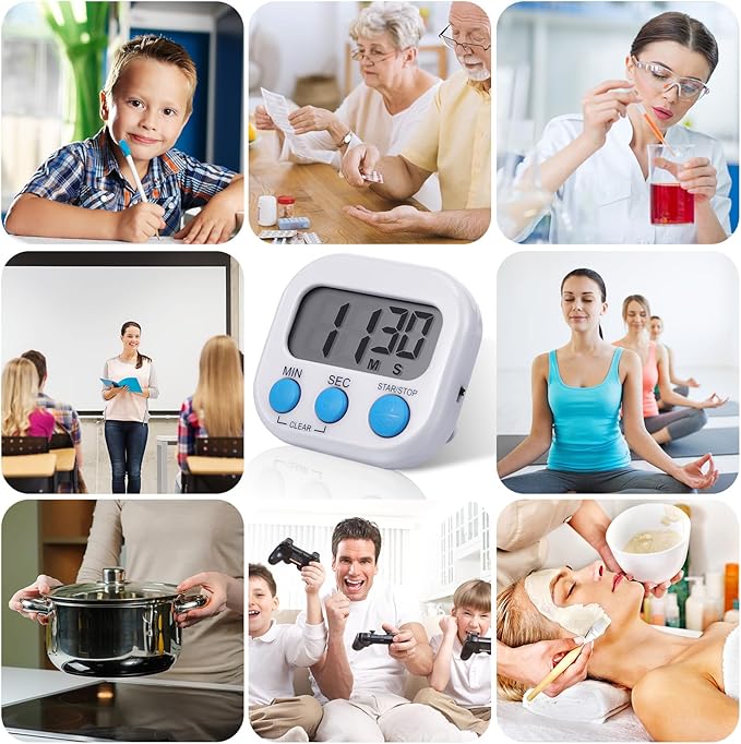 Weewooday 12 Pcs Digital Kitchen Magnetic Timer Bulk Classroom Count up Countdown Timer Large Digits Egg Loud Alarm Cute Desk Stopwatch for Teacher Kids Cooking Office (Stylish Style)
