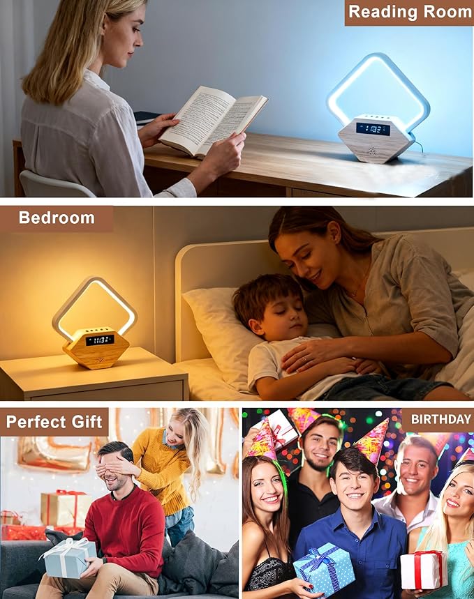 White Noise Sound Machine Smart Sleep Aid,Sunrise Alarm Clock with Wake Up Light for Heavy Sleepers Adults Baby,15 Soothing Sounds, Dimmable Night Light with Dual USB Charger,Gift for Kid Baby Mom Dad