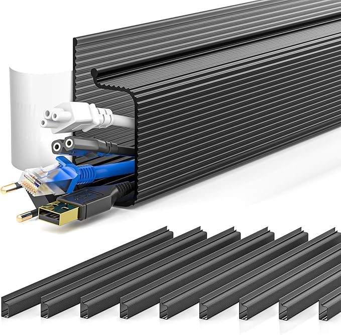 YECAYE 157in Cable Management, Cord Organizer,Easy Install Self-Adhesive Cord Hider, Cable Organizer, Cable Hider for Office Organization,Child & Pet Proof, Black