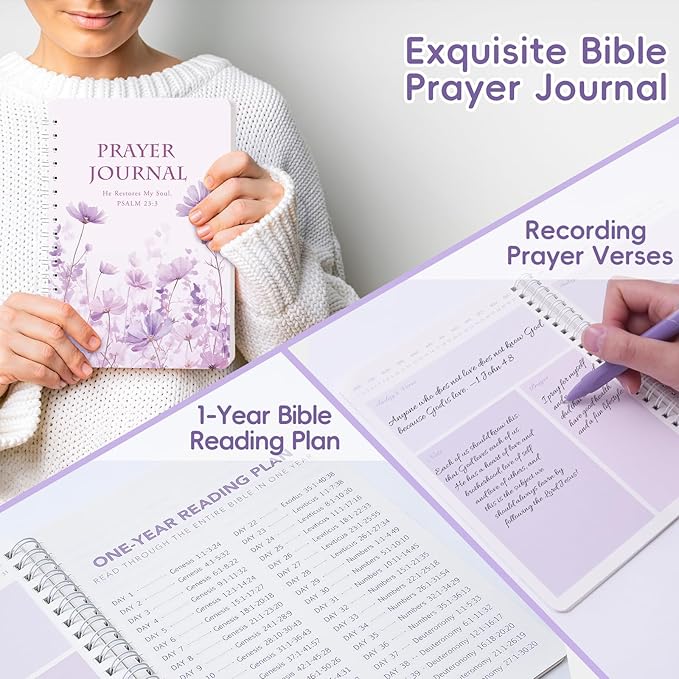 XKDOUS Bible Study Supplies Journaling Kit for Women, Bible Study Kit, Bible Study Tools with Prayer Journal Pencil Case Bible Accessories, Christian Gifts for Women, Purple