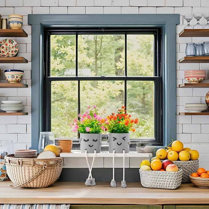 Lifelike Artificial Plants with Creative Pots, Realistic Faux Greenery for Home, Office, Bathroom, Bedroom, Kitchen, and Desk Decor, Long-Lasting Maintenance-Free DecorHome Office