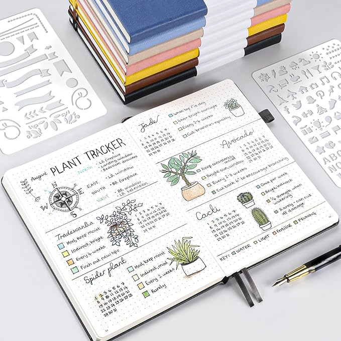 OMEYA Dotted Journal Notebook 3 Pack, A5 Hardcover Notebook with 120gsm Thick Dotted Paper, Leather Journals for Women, Men, Dot Grid Notebook Journal for Writing, Notebooks for Work, 5.75" × 8.38"