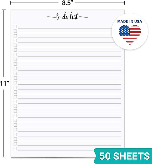 321Done To Do List Notepad - 50 Sheets (8.5" x 11") To-Do's Notepad Tear Off, Planning Memo Pad, Planner Checklist Organizing - Made in USA - Simple Script - Wide-Ruled