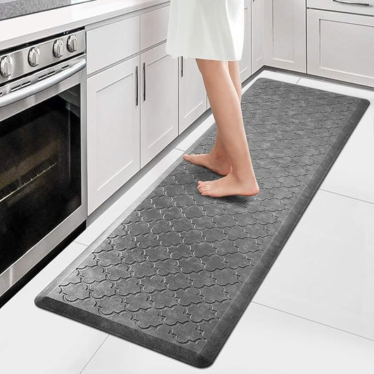 WISELIFE Kitchen Mat Cushioned Anti Fatigue Floor Mat,17.3"x60", Thick Non Slip Waterproof Kitchen Rugs and Mats, Standing Mat for Floor,Home,Office,Desk,Sink, Grey