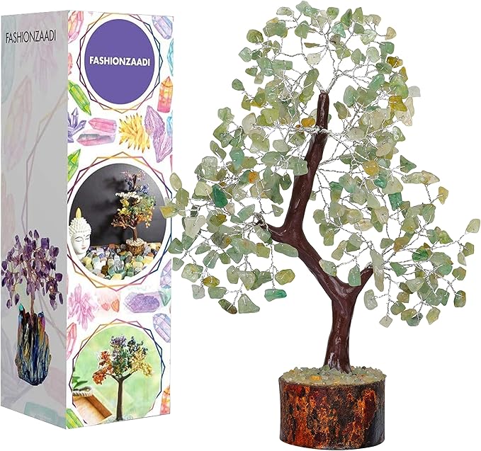 FASHIONZAADI Green Aventurine Crystal Tree, Crystals and Stones, Gem Tree, Healing Gemstones and Crystals Home Decor, Meditation Decor, Spiritual Gifts for Women, Good Luck Gift