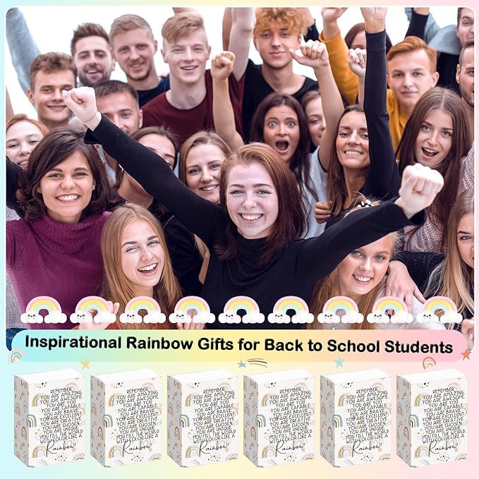 Wettarn 24 Sets Appreciation Rainbow Gifts Cute Stress Balls with Support Gift Boxes Inspirational Party Favors for Employee Coworker Friends Office Positive Relief Toys