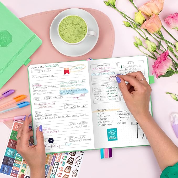 GoGirl Planner and Organizer for Women – A5 Size Weekly Planner, Goals Journal & Agenda to Improve Time Management, Productivity & Live Happier. Undated – Start Anytime, Lasts 1 Year – Mint Green