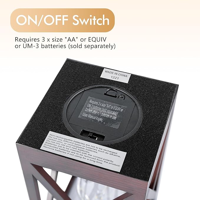 WINGBO 2 Pack Retro Battery Powered Table Lamps, Battery Operated Cordless Lamp Set, Portable Nightlight Decorative Light for Living Room Dining Room Bedroom Entryway Patio Backyard, Walnut Finish