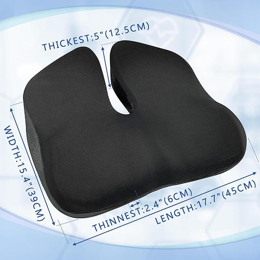 SPRING SEAON Wheelchair Seat Cushion Cool Fabric,Ergonomic Memory Foam Chair Pad for Pressure Relief, Sciatica, and Tailbone Pain,Rubber Non-Slip Bottom & Removable for Easy Cleaning