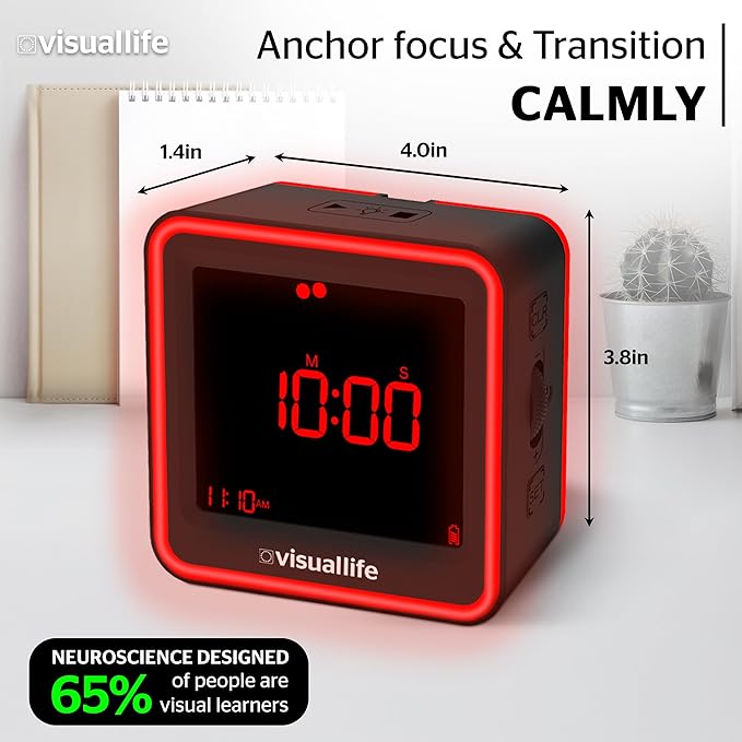 Visual Timer for Kids, Adults, ADHD, Autism & Dyslexia - New Timed Color Cues Anchor Focus, Track Progress & Guide Transitions - For Home, Teacher Classrooms, Homeschool, Business & Groups