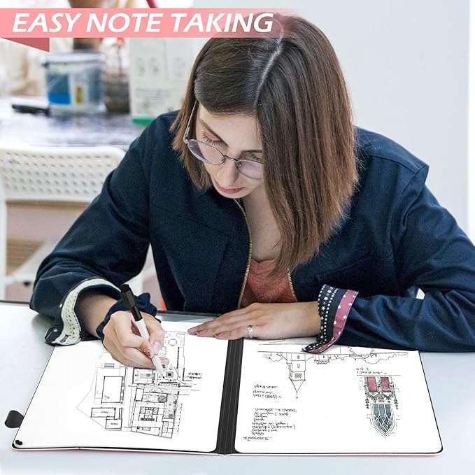 Mini Whiteboard 12"x9" Small White Board Dry Erase, Erasable Notebook Foldable Desk Whiteboard Holder Dry Erase Board, Office, Home, Travel, School, Portable (Pink)