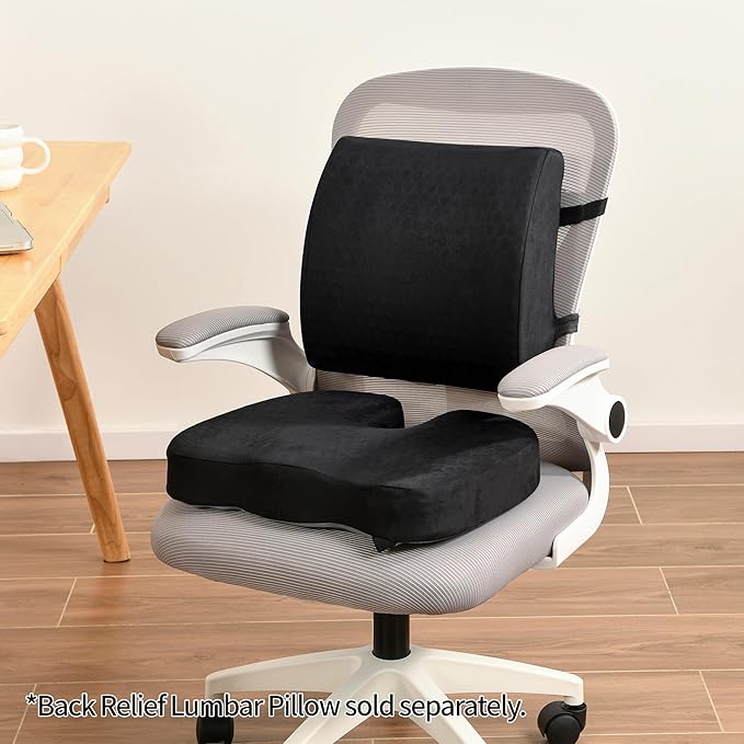 Lumbar Support Pillow - Gel Memory Foam Back Cushion for Lower Back Pain Relief & Improve Sitting Posture, Lumbar Support Cushion with Adjustable Strap & Non-Slip for Office Chair, Sofa, Car