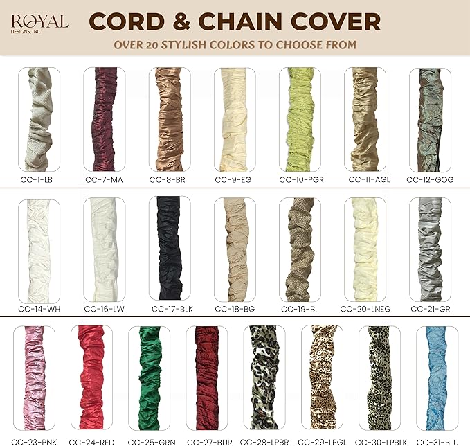 RDI Cord & Chain Cover 4 feet Silk Type Fabric, Chandelier Pendant Lighting Chain & Cable Management, Touch Fastener, Beige - 2 Pack