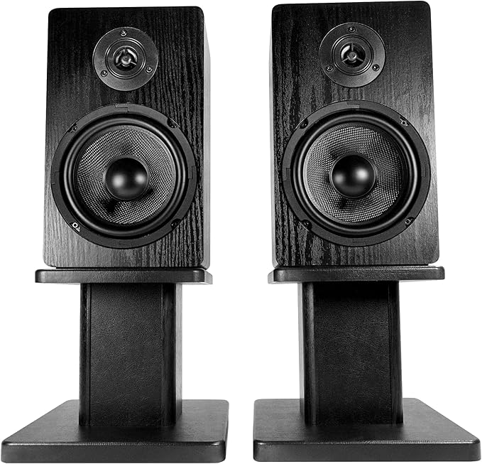 Rockville RHT8B 8in Desktop Speaker Stands, 66lb Capacity, Isolation Pads, Cable Management, Perfect for Studio Monitors and Bookshelf Speakers