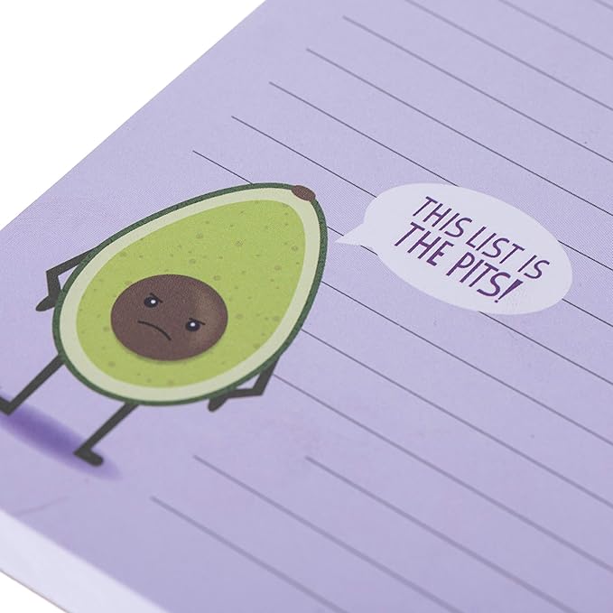 Graphique Magnetic Notepad - Purple Punny Avocado Grocery and Shopping List - Fun Decorative To-Do List - Perfect House Warming Gifts - 100 Tear off Sheets (4" x 9.25" x .5")